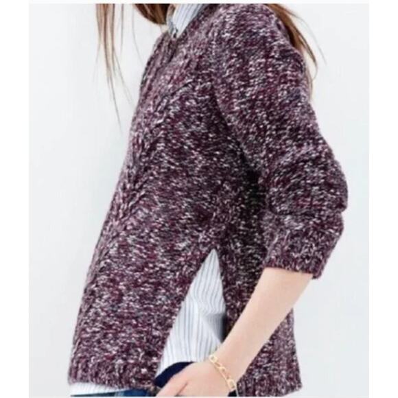 Madewell Sweater Womens Small Purple Marled Firelight Cable Knit Side Slit - Picture 3 of 10